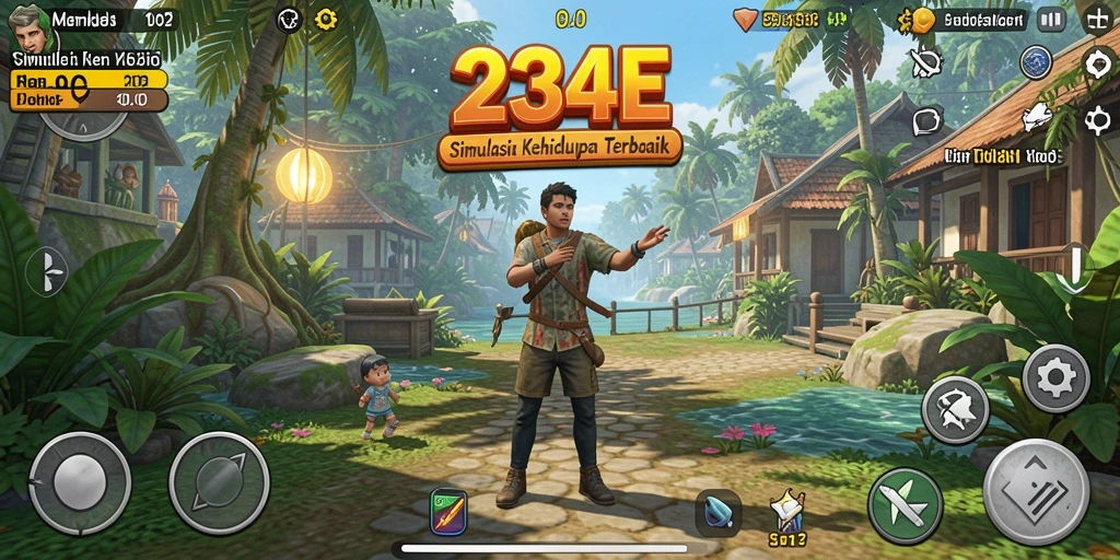 Screeshot gameplay 234E dengan simulasi kehidupan yang menarik.