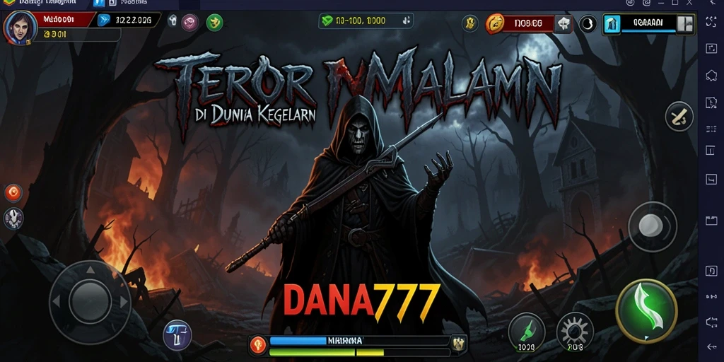 Screenshot DANA777 menampilkan suasana mencekam dengan makhluk menyeramkan.