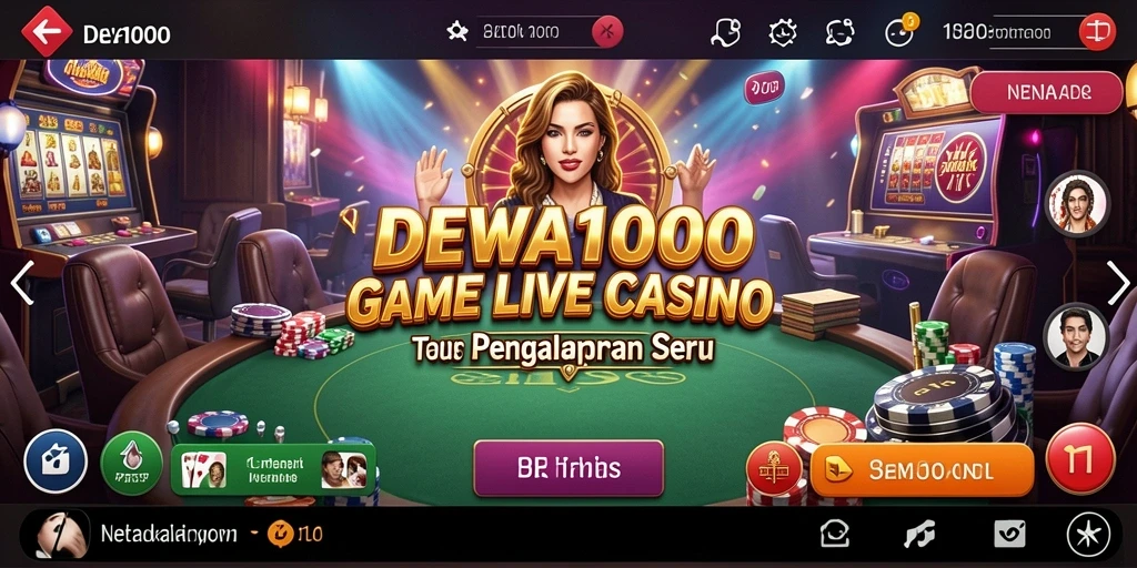 Tampilan gameplay DEWA1000 yang seru dengan dealer langsung.