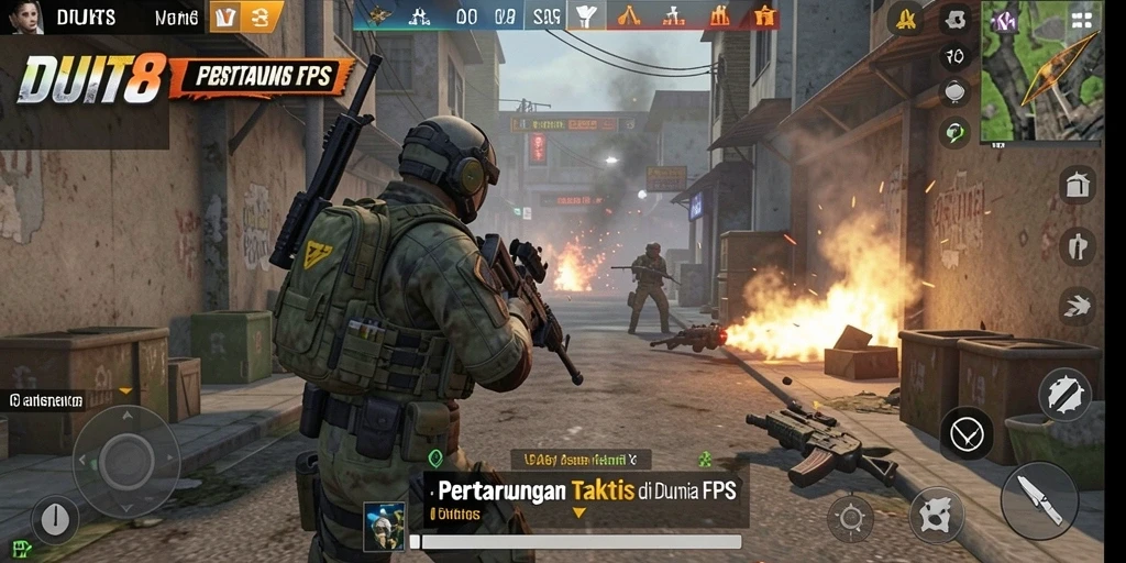 Tangkapan layar gameplay DUIT8 menampilkan aksi tempur yang mendebarkan.