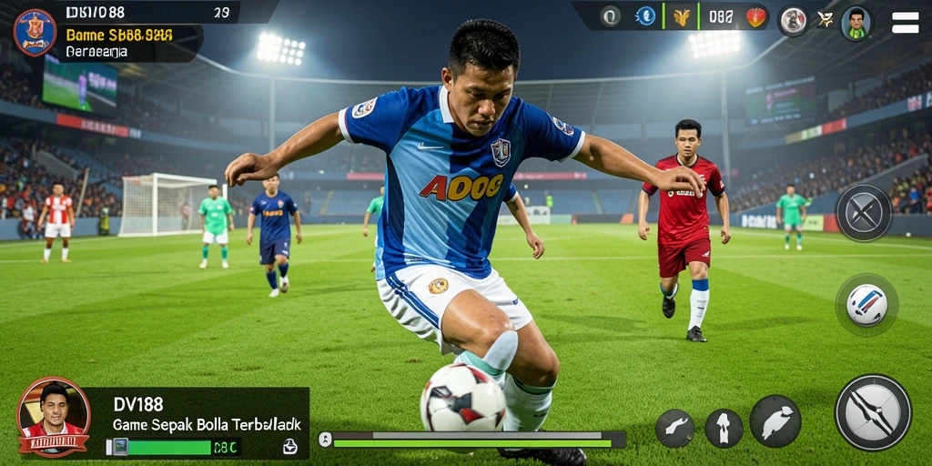 Tampilan gameplay DV188 yang mendebarkan dalam aksi sepak bola.