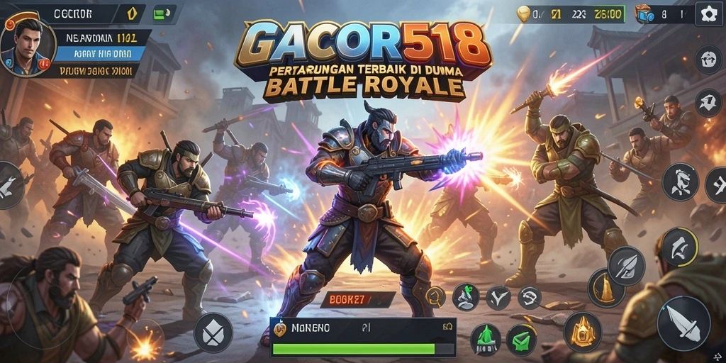 Tangkapan layar GACOR518 menampilkan aksi seru dalam gameplay Battle Royale.