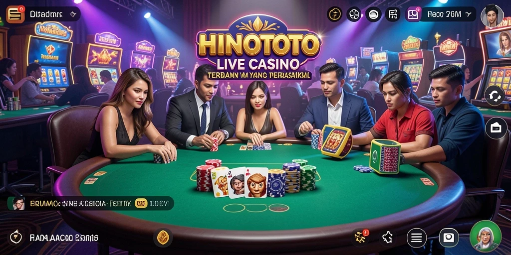 Tampilan gameplay Live Casino HINOTOTO dengan dealer yang interaktif.