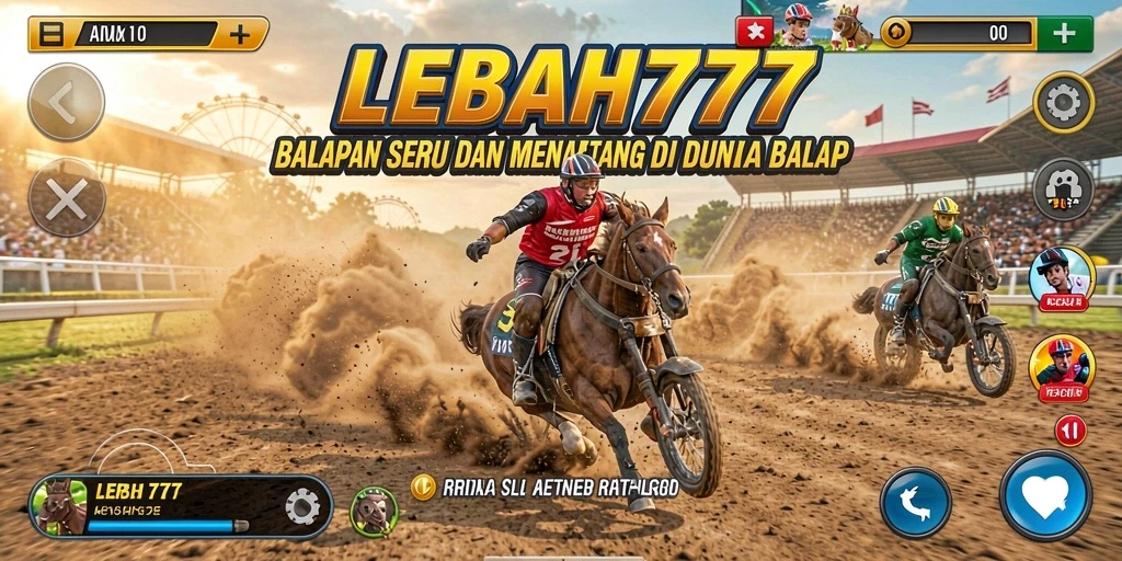 Tampilan screenshot LEBAH777 yang menunjukkan aksi balapan yang mendebarkan.