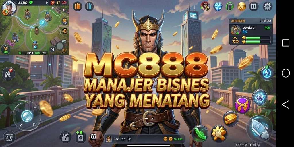 Screenshot gameplay yang menunjukkan strategi dan manajemen dalam MC888.