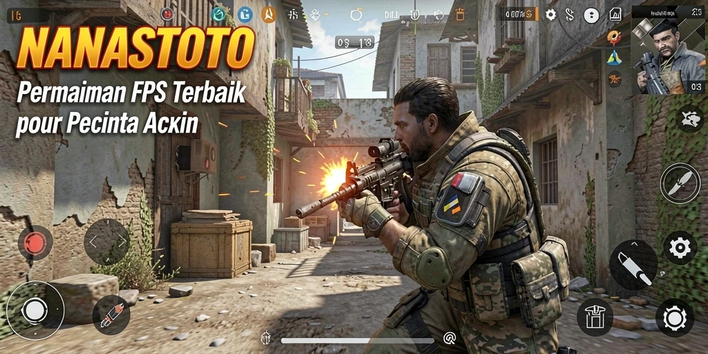 Screenshot gameplay NANASTOTO yang menampilkan aksi tembak-menembak mendebarkan.
