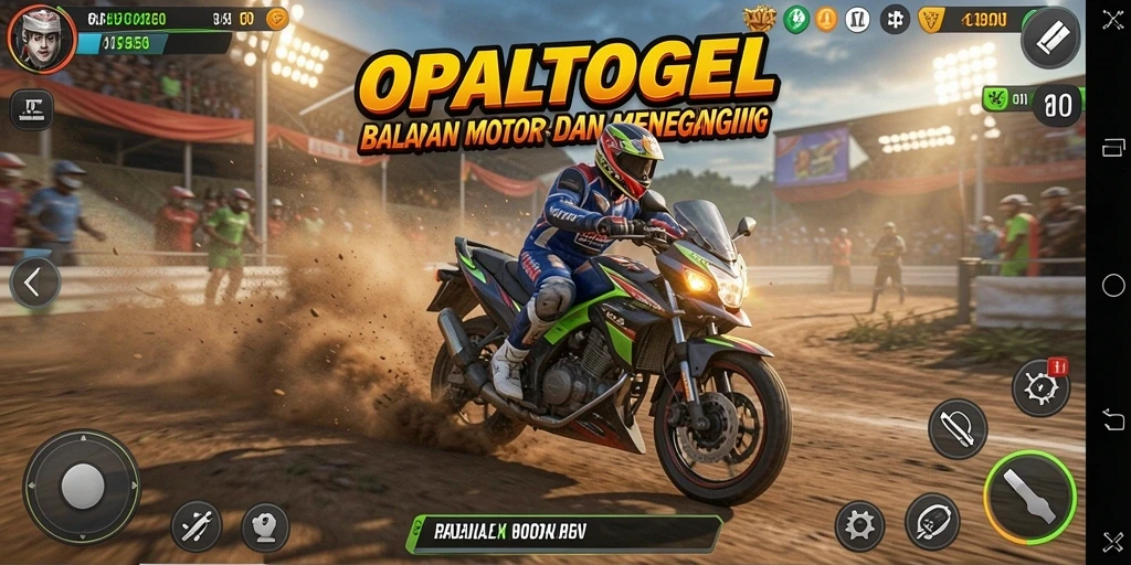 Screenshot gameplay OPALTOGEL menampilkan balapan motor yang seru dan menegangkan.