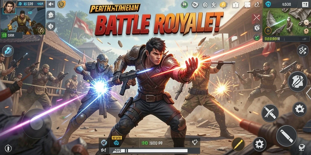 Tampilan gameplay RP62RP yang menarik dan dinamis dalam pertempuran Battle Royale.