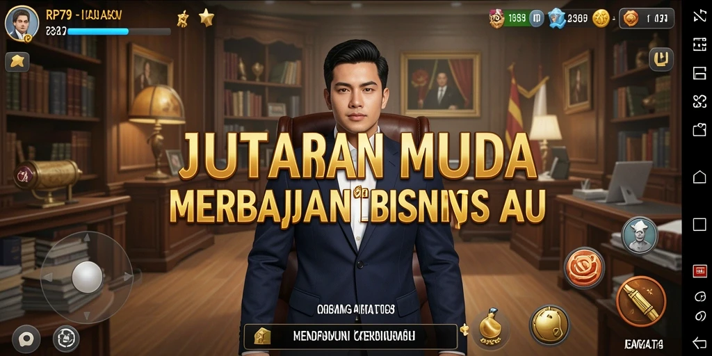 Tampilan gameplay adiktif yang menggambarkan keseruan bisnis.