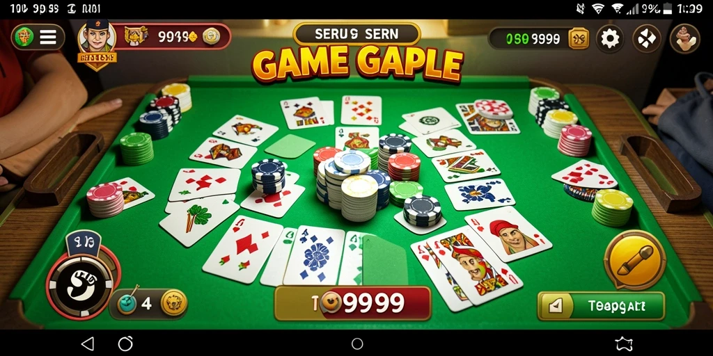 Gameplay seru T9999 dalam bermain Gaple yang interaktif.
